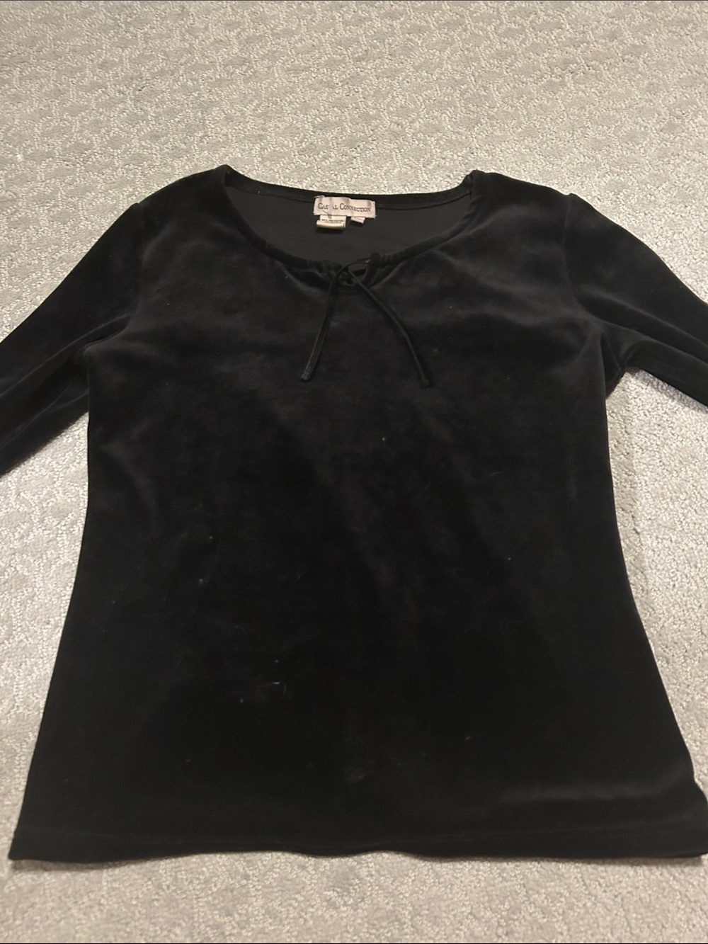 Black Velvet Long-Sleeve Tie-Neck Tee
